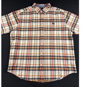 Woolrich Mens Black Dog XL Short Sleeve Plaid Button Down Shirt Preppy Gorpcore